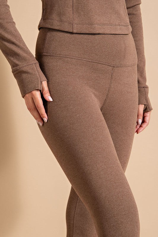 Rib Brushed Hi Waist Full Yoga Pants