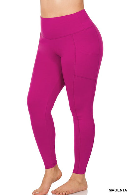 PLUS BETTER COTTON WIDE WAISTBAND POCKET LEGGINGS