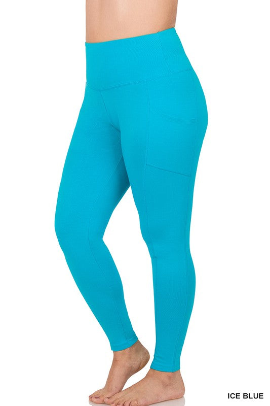 PLUS BETTER COTTON WIDE WAISTBAND POCKET LEGGINGS