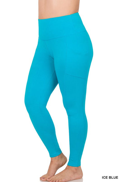 PLUS BETTER COTTON WIDE WAISTBAND POCKET LEGGINGS