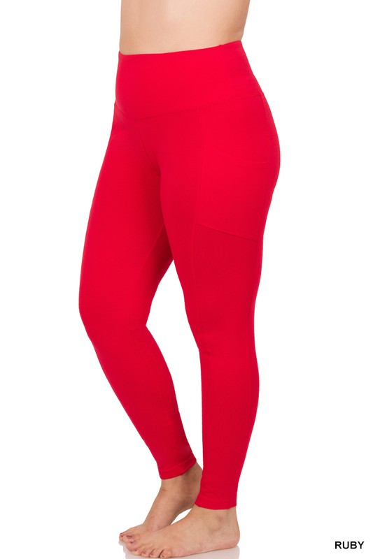 PLUS BETTER COTTON WIDE WAISTBAND POCKET LEGGINGS