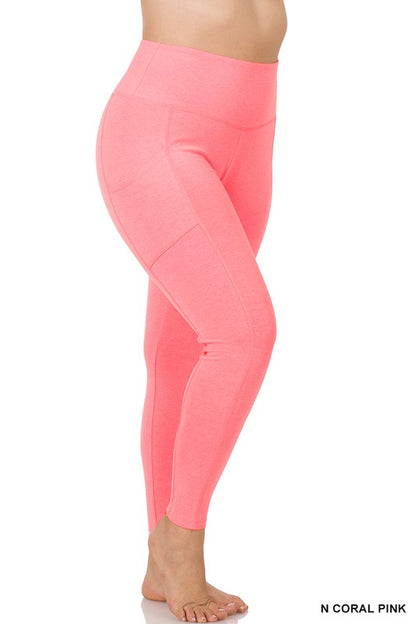 PLUS BETTER COTTON WIDE WAISTBAND POCKET LEGGINGS