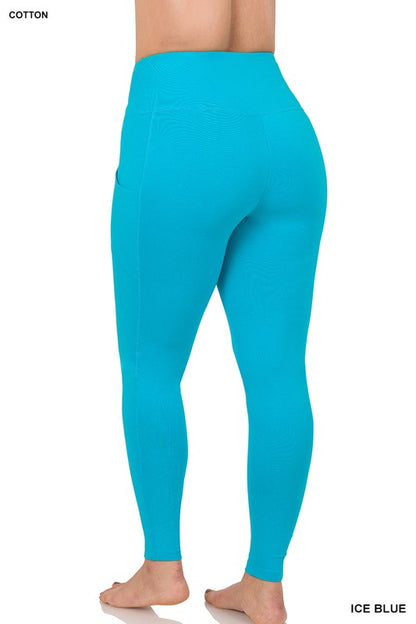 PLUS BETTER COTTON WIDE WAISTBAND POCKET LEGGINGS